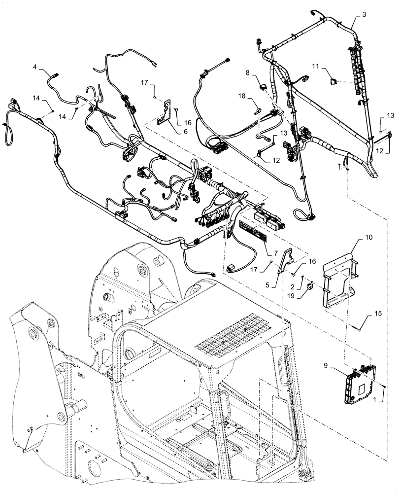 Схема запчастей Case TV380 - (55.101.AC[06]) - WIRE HARNESS & CONNECTOR, ELECTRONIC CONTROLS, OPEN CAB, W/ EHF (20-MAY-2015 & PRIOR) (55) - ELECTRICAL SYSTEMS