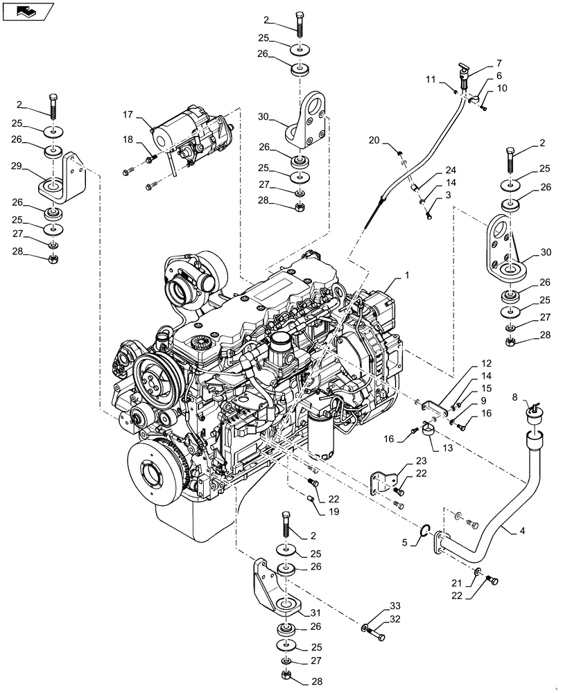 Схема запчастей Case 1650M WT/LGP - (10.001.AK[01]) - ENGINE MOUNTING AND HARDWARE (10) - ENGINE