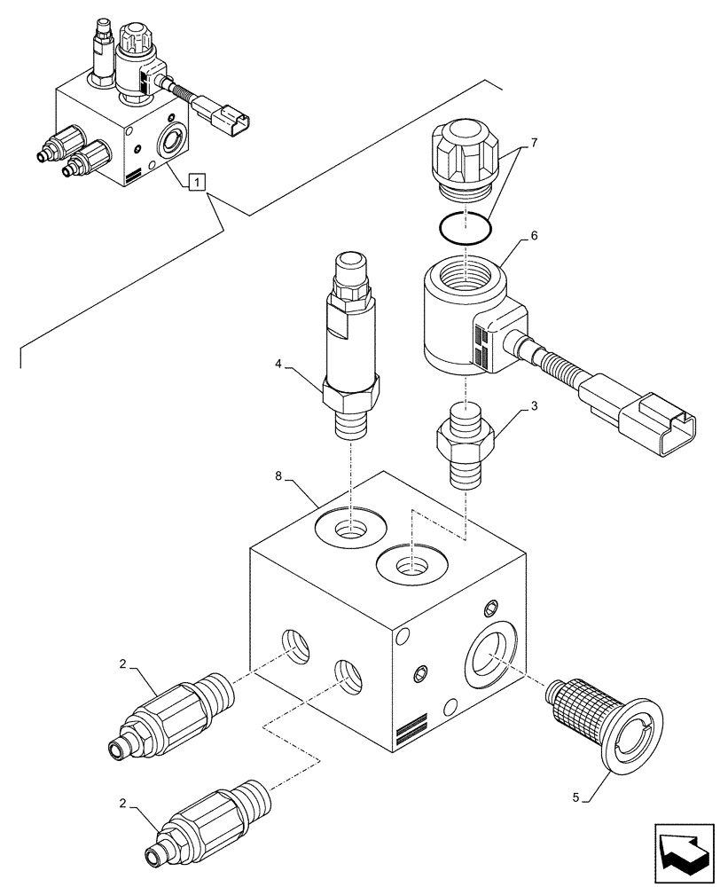 Схема запчастей Case 590SN - (35.726.AD[04]) - HYDRAULIC LIFT, W/ PILOT CONTROLS, SOLENOID VALVE, COMPONENTS (35) - HYDRAULIC SYSTEMS