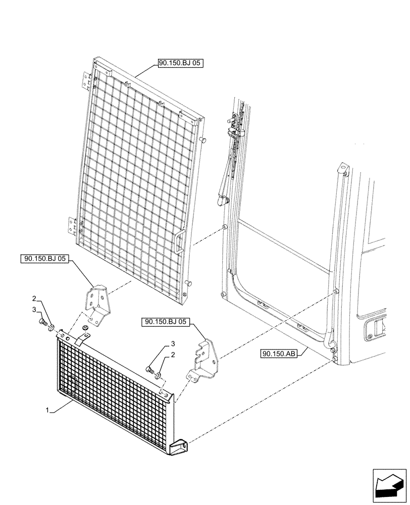 Схема запчастей Case CX500D LC - (90.150.BJ[04]) - VAR - 461142 - FRONT, LOWER, GRILL, GUARD (90) - PLATFORM, CAB, BODYWORK AND DECALS