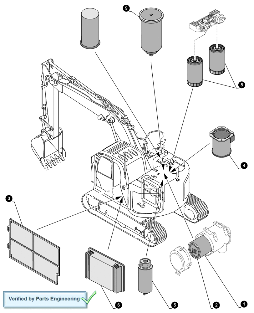 Схема запчастей Case CX460 - (20.04[01]) - MAINTENANCE PARTS - FILTERS (18) - MISCELLANEOUS