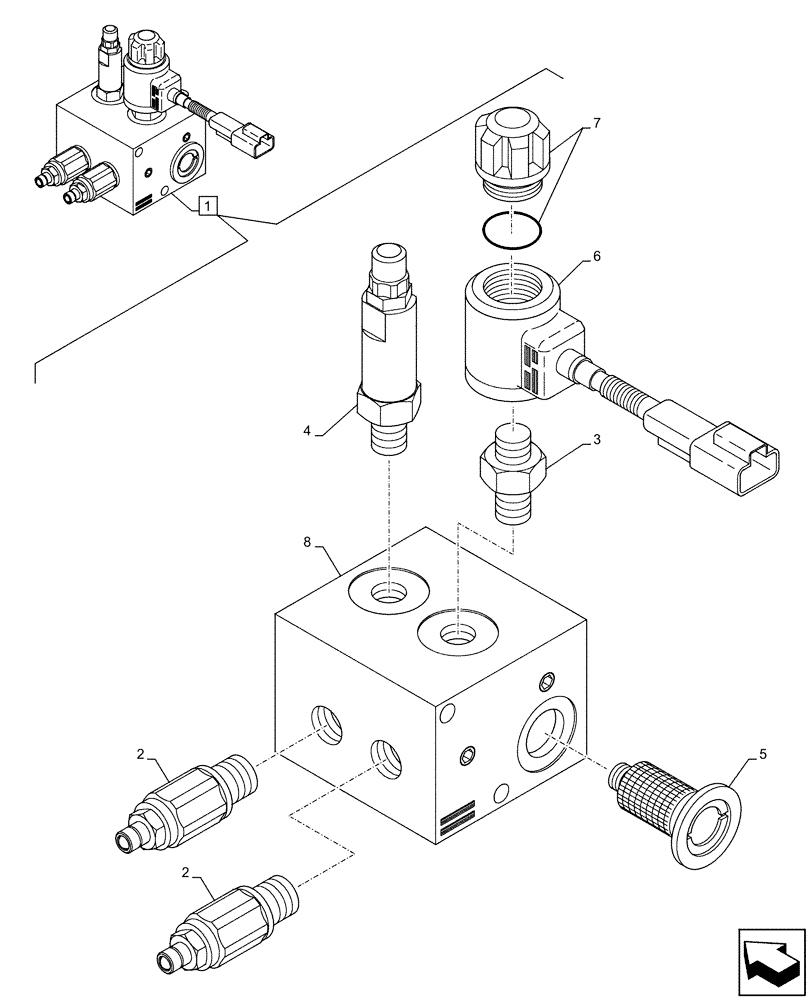 Схема запчастей Case 580SN WT - (35.726.AD[04]) - HYDRAULIC LIFT, W/ PILOT CONTROLS, SOLENOID VALVE, COMPONENTS (35) - HYDRAULIC SYSTEMS