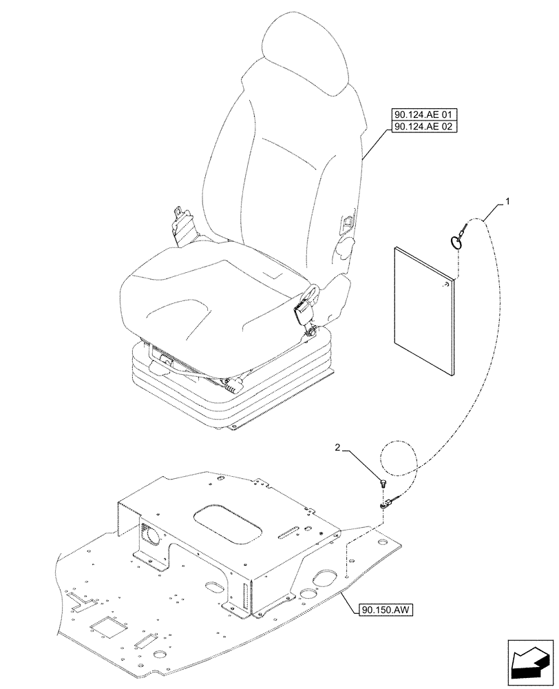 Схема запчастей Case CX500D LC - (90.120.AD) - SEAT, MECHANICAL SUSPENSION, ACCESSORIES (90) - PLATFORM, CAB, BODYWORK AND DECALS