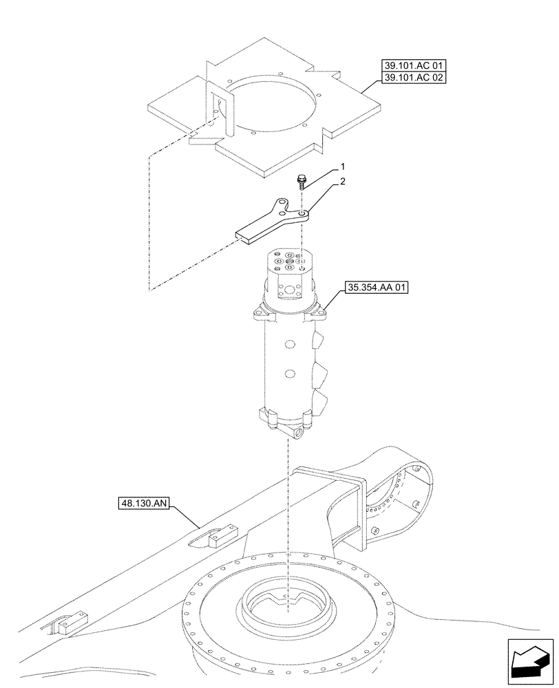 Схема запчастей Case CX500D LC - (35.354.AC) - HYDRAULIC SWIVEL, STOP (35) - HYDRAULIC SYSTEMS
