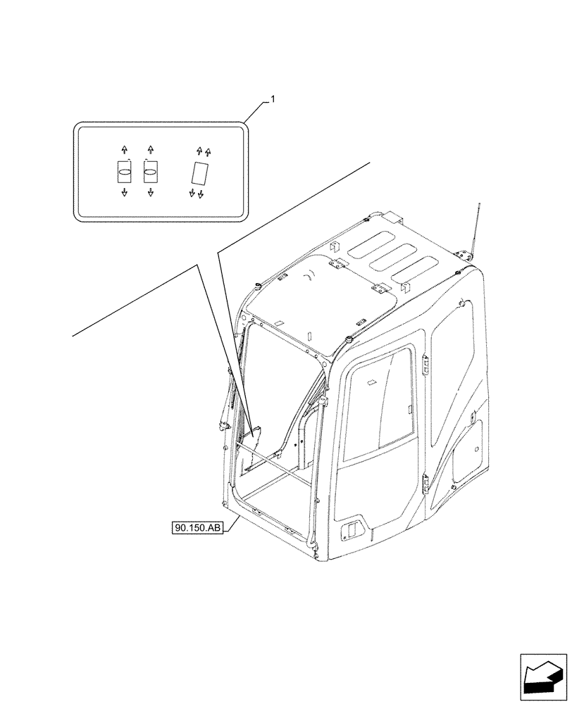 Схема запчастей Case CX500D LC - (90.108.AA[05]) - DECALS, CONTROLS (90) - PLATFORM, CAB, BODYWORK AND DECALS