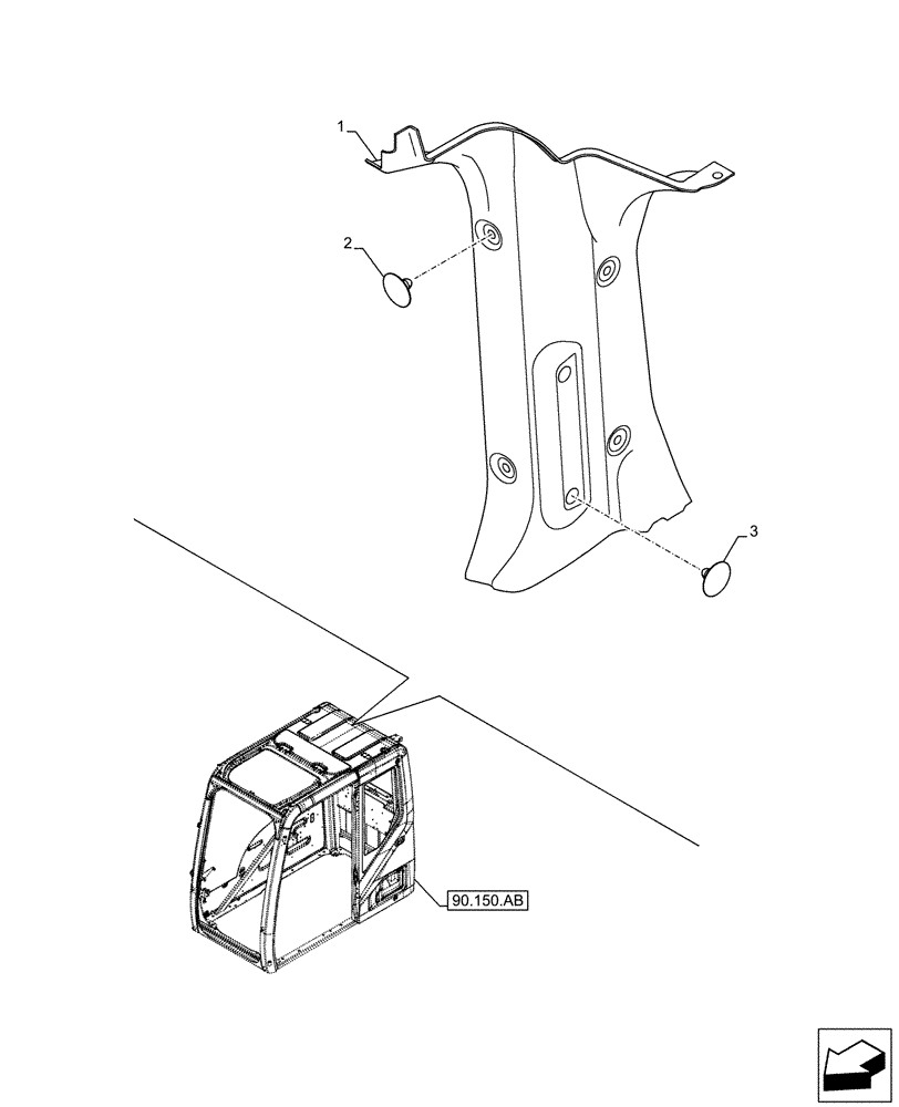 Схема запчастей Case CX500D LC - (90.160.BL[02]) - CAB, TRIM PANEL, SIDE (90) - PLATFORM, CAB, BODYWORK AND DECALS
