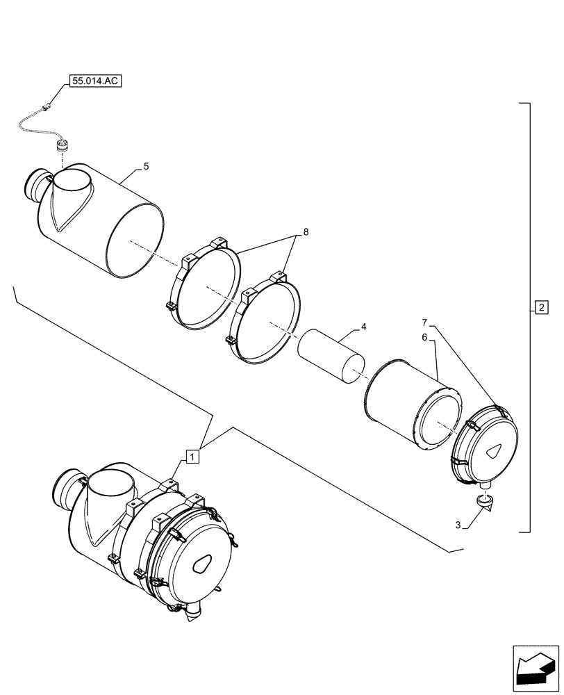 Схема запчастей Case CX490D RTC - (10.202.AB[02]) - AIR CLEANER, COMPONENTS (10) - ENGINE