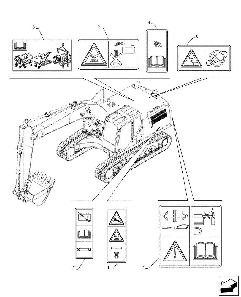 Схема запчастей Case CX500D LC - (90.108.AC[08]) - WARNING DECAL (90) - PLATFORM, CAB, BODYWORK AND DECALS