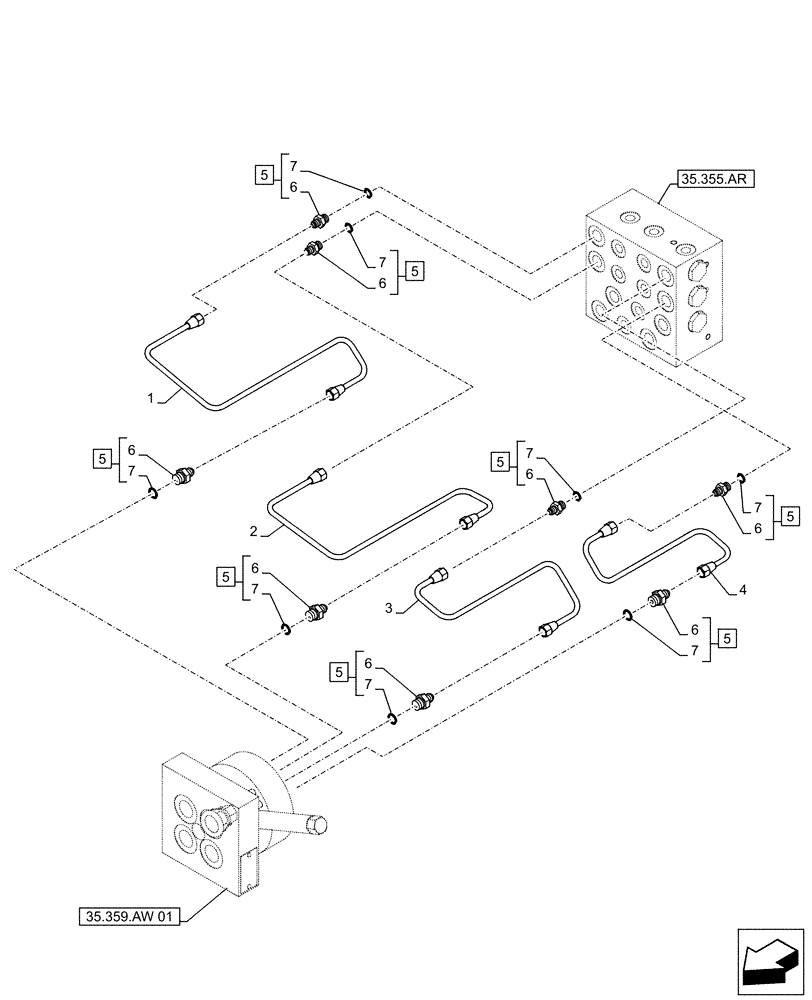 Схема запчастей Case CX500D LC - (35.355.AC[08]) - VAR - 461558 - JOYSTICK, HYDRAULIC LINE, CONTROL VALVE, CONTROL PATTERN SELECTION (35) - HYDRAULIC SYSTEMS