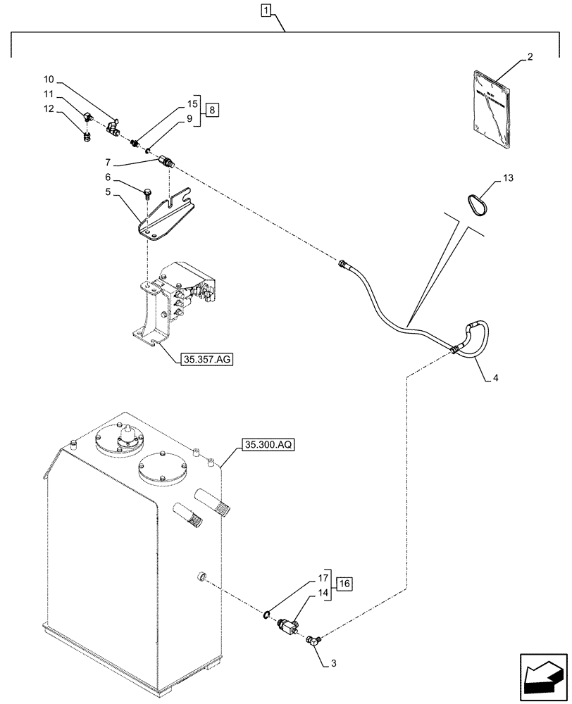 Схема запчастей Case CX250D LC - (88.100.10[01]) - DIA KIT, HYDRAULIC OIL, HYDRAULIC OIL RESERVOIR, DRAIN LINE (88) - ACCESSORIES