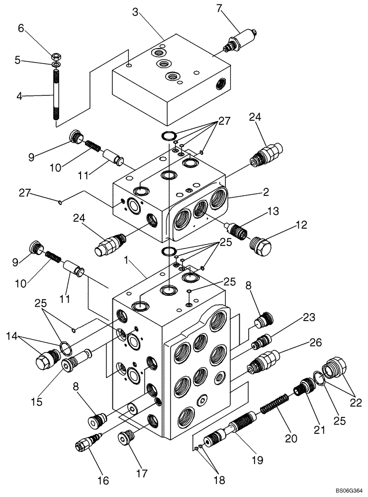 Схема запчастей Case 1150M WT/LGP - (35.359.AB) - CONTROL VALVE, ASSY 3-SPOOL (35) - HYDRAULIC SYSTEMS