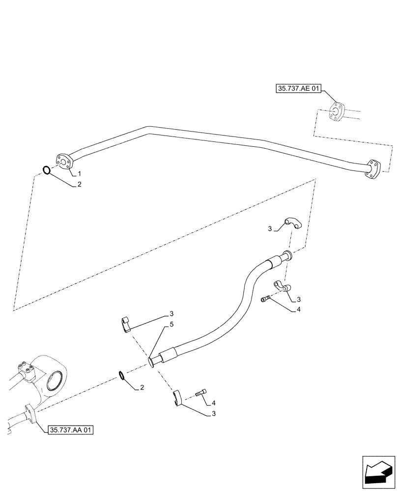 Схема запчастей Case CX490D LC - (35.737.AE[03]) - VAR - 481064 - ARM, CYLINDER, SAFETY VALVE, LINES (35) - HYDRAULIC SYSTEMS