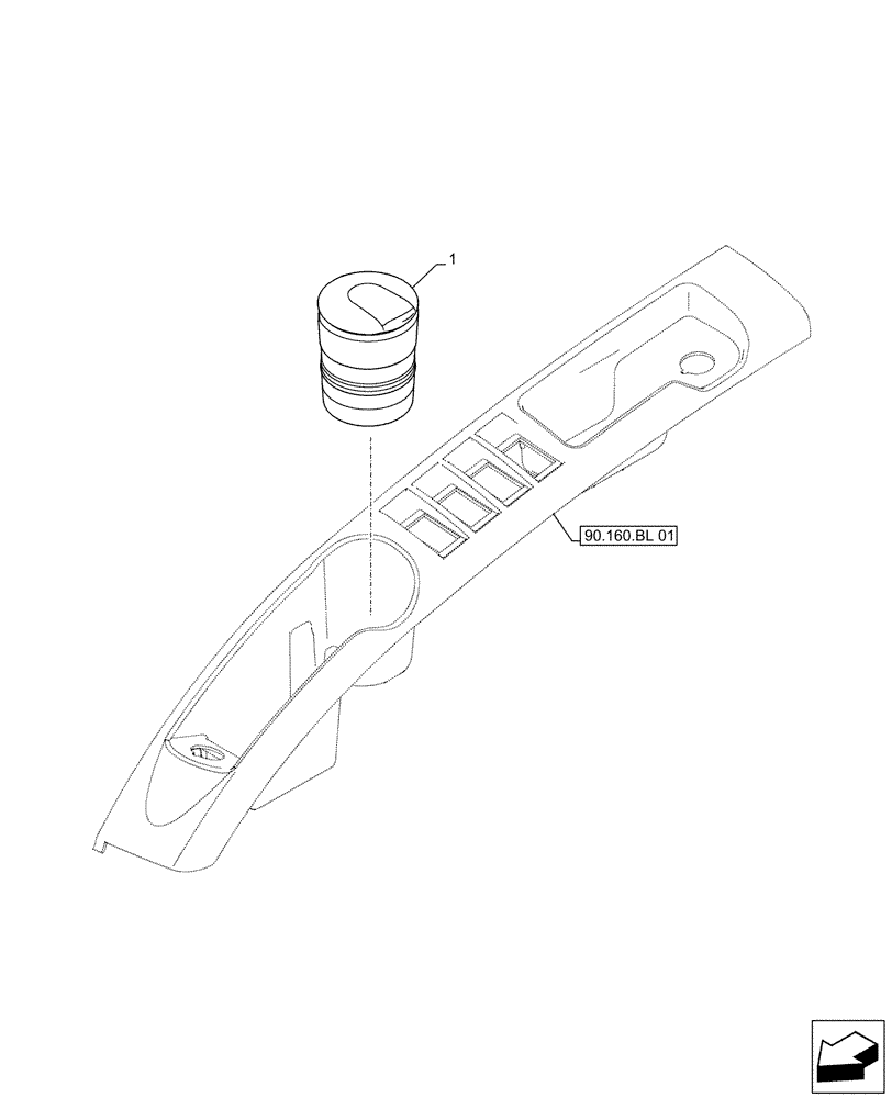 Схема запчастей Case CX500D LC - (90.151.AB) - ASH TRAY (90) - PLATFORM, CAB, BODYWORK AND DECALS