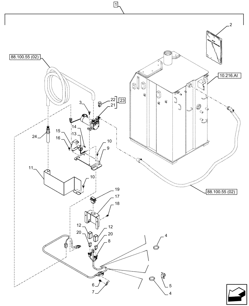 Схема запчастей Case CX210D LC - (88.100.55[01]) - DIA KIT, FUEL TRANSFER PUMP (88) - ACCESSORIES