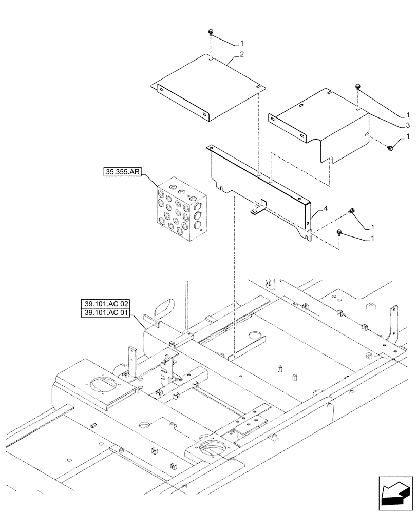 Схема запчастей Case CX500D LC - (90.105.BV[11]) - COVER, CUSHION VALVE (90) - PLATFORM, CAB, BODYWORK AND DECALS