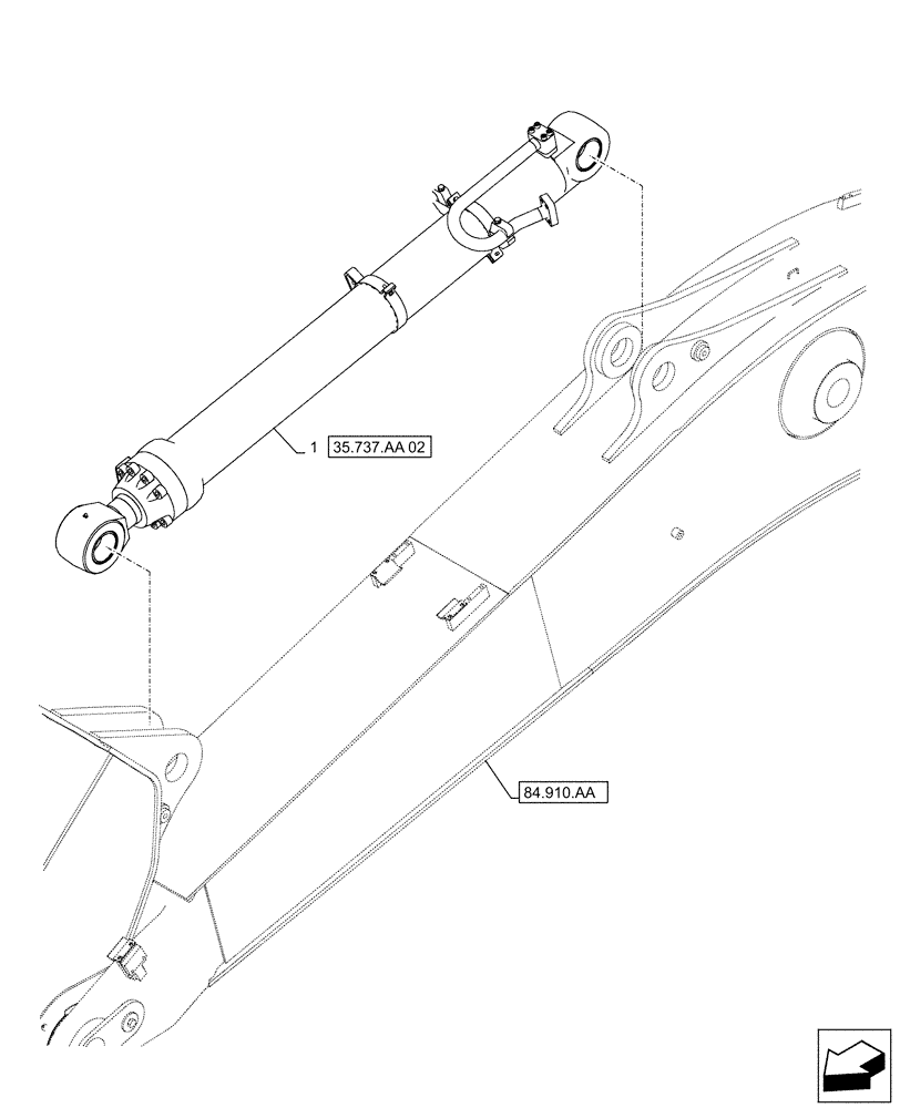 Схема запчастей Case CX490D LC - (35.737.AA[01]) - VAR - 481064 - ARM, CYLINDER (35) - HYDRAULIC SYSTEMS