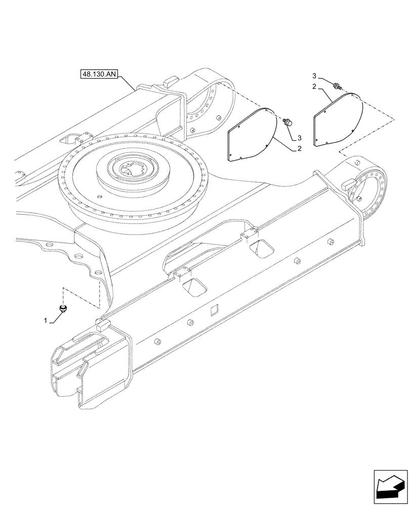 Схема запчастей Case CX500D LC - (90.130.AG[01]) - GUARD, MOTO-REDUCTION GEAR (90) - PLATFORM, CAB, BODYWORK AND DECALS