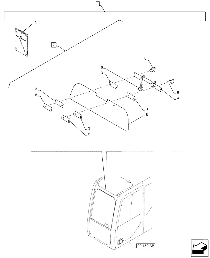 Схема запчастей Case CX500D LC - (88.100.90[12]) - DIA KIT, CAB, SUN VISOR (88) - ACCESSORIES