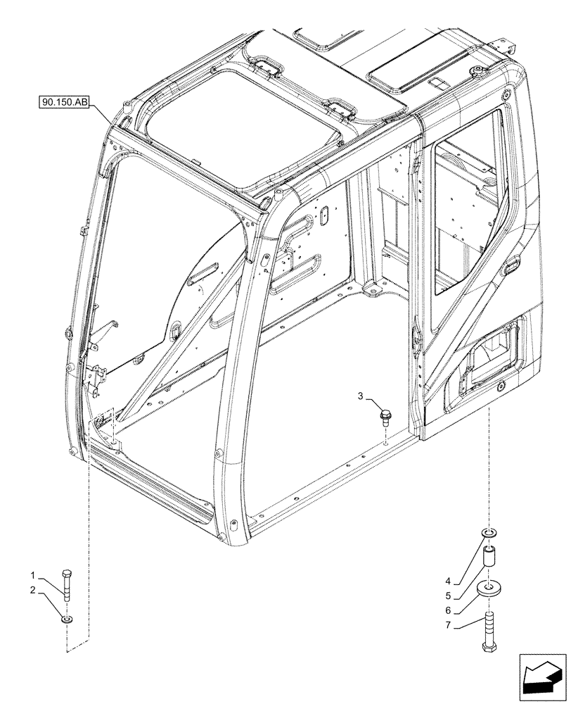Схема запчастей Case CX500D LC - (90.150.AO) - CAB FASTENERS (90) - PLATFORM, CAB, BODYWORK AND DECALS