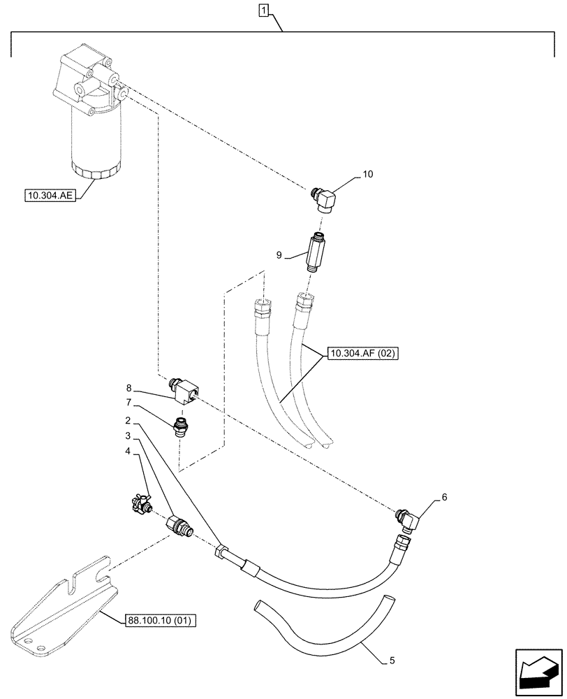Схема запчастей Case CX250D LC - (88.100.10[02]) - DIA KIT, HYDRAULIC OIL, ENGINE OIL FILTER, DRAIN LINE (88) - ACCESSORIES