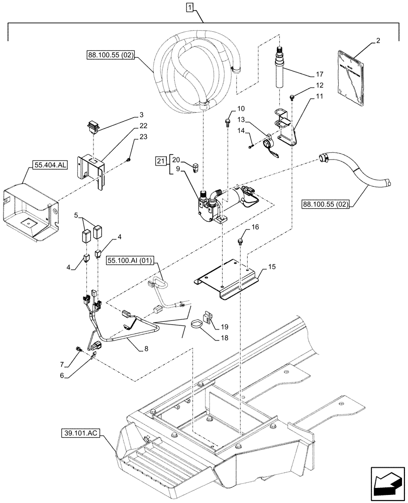 Схема запчастей Case CX130D - (88.100.55[01]) - DIA KIT, FUEL TRANSFER PUMP (88) - ACCESSORIES