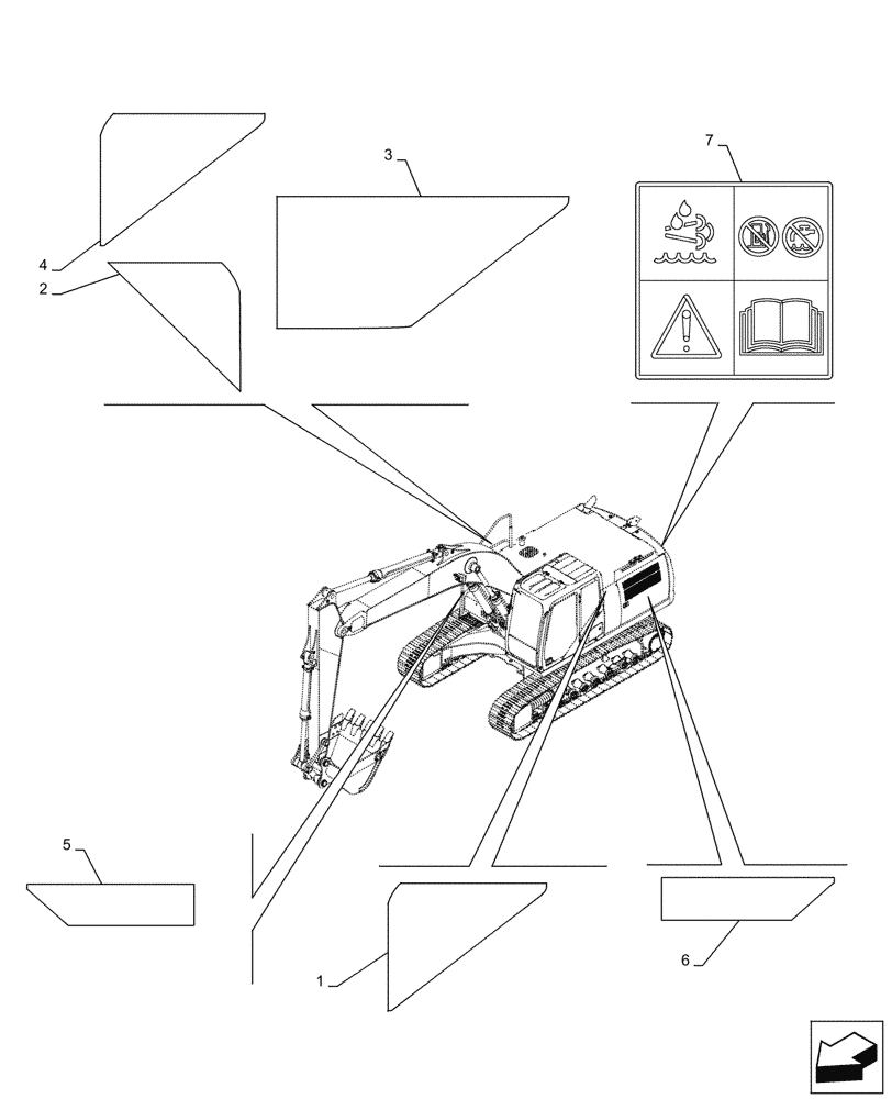 Схема запчастей Case CX500D LC - (90.108.AC[07]) - WARNING DECAL (90) - PLATFORM, CAB, BODYWORK AND DECALS
