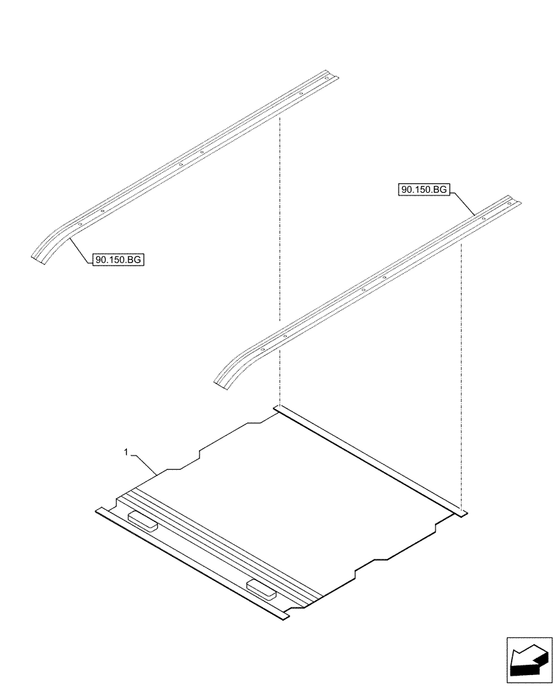 Схема запчастей Case CX500D LC - (90.151.AE[01]) - SUNSHADE (90) - PLATFORM, CAB, BODYWORK AND DECALS