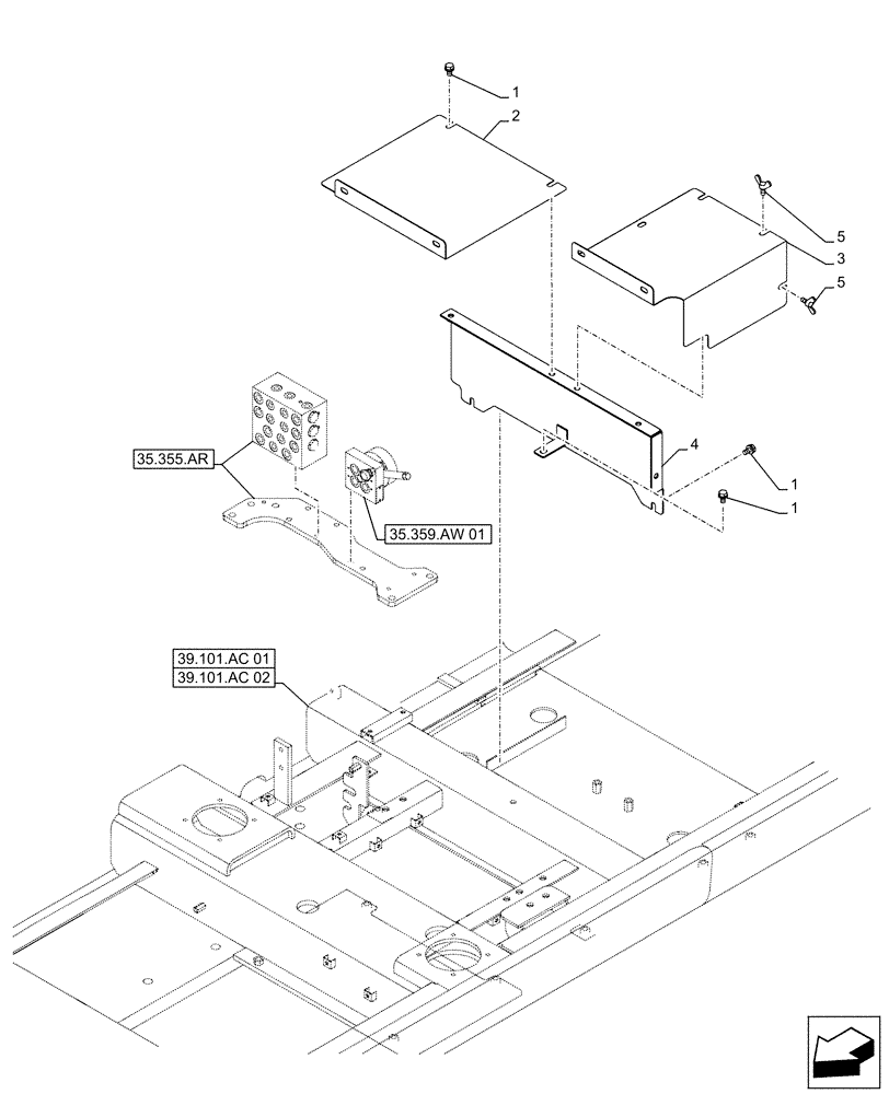 Схема запчастей Case CX500D LC - (90.105.BV[12]) - VAR - 461558 - COVER, CUSHION VALVE, CONTROL PATTERN SELECTION (90) - PLATFORM, CAB, BODYWORK AND DECALS