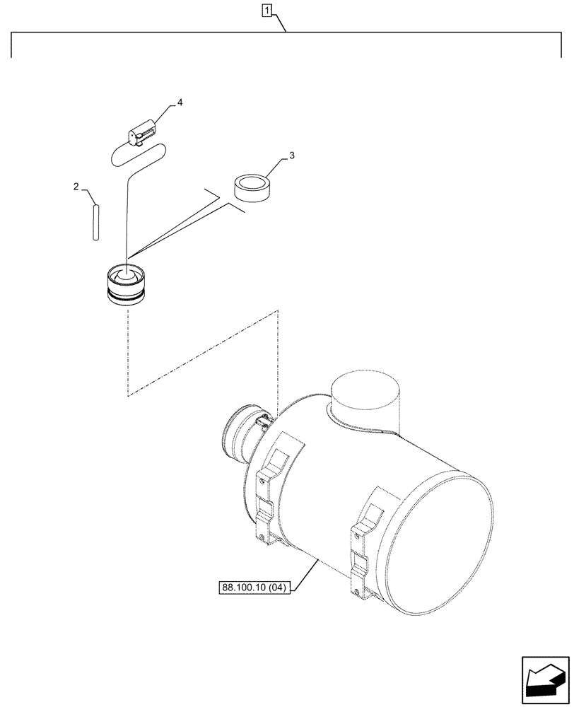 Схема запчастей Case CX300D LC - (88.100.10[05]) - DIA KIT, W/ PRE CLEANER, AIR CLEANER, VACUUM GAUGE (88) - ACCESSORIES
