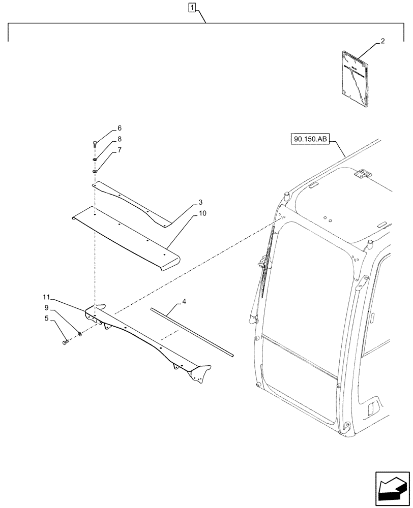 Схема запчастей Case CX130D - (88.100.90[01]) - DIA KIT, RAIN REFLECTOR (88) - ACCESSORIES
