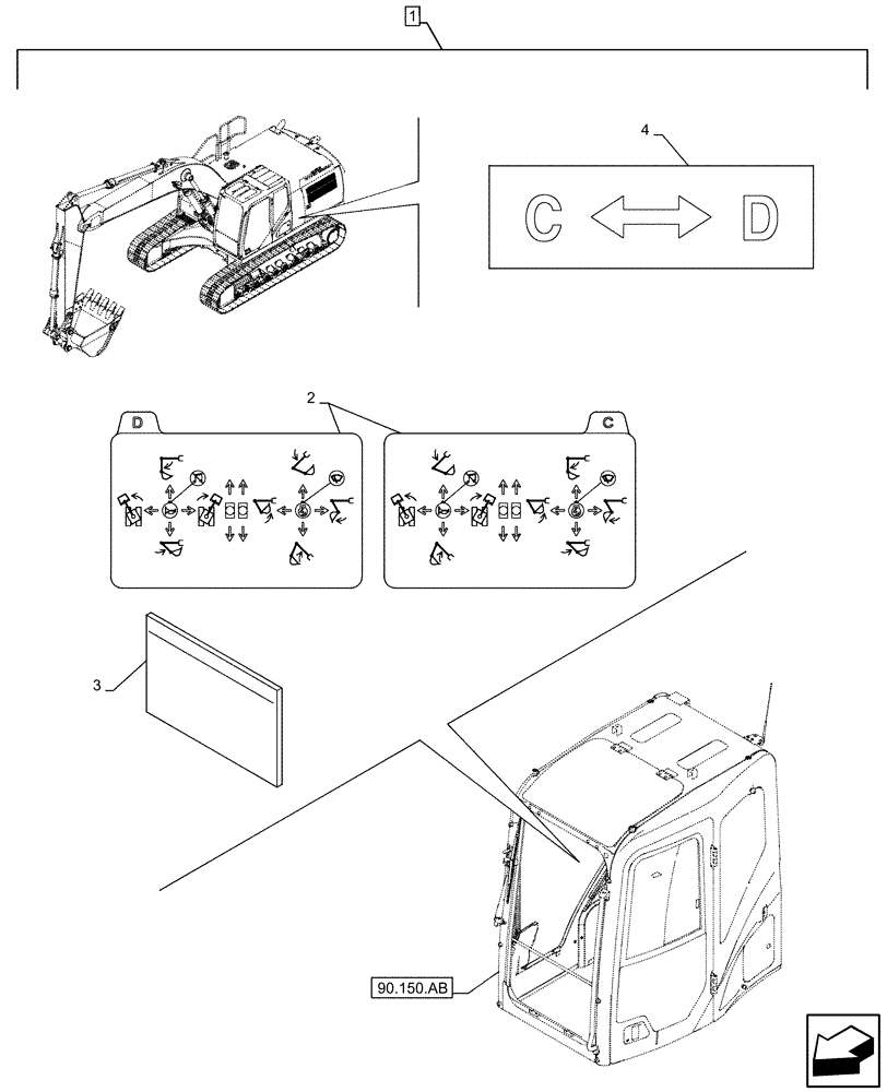 Схема запчастей Case CX130D - (88.100.35[199]) - DIA KIT, CONTROL PATTERN SELECTION, DECAL (88) - ACCESSORIES