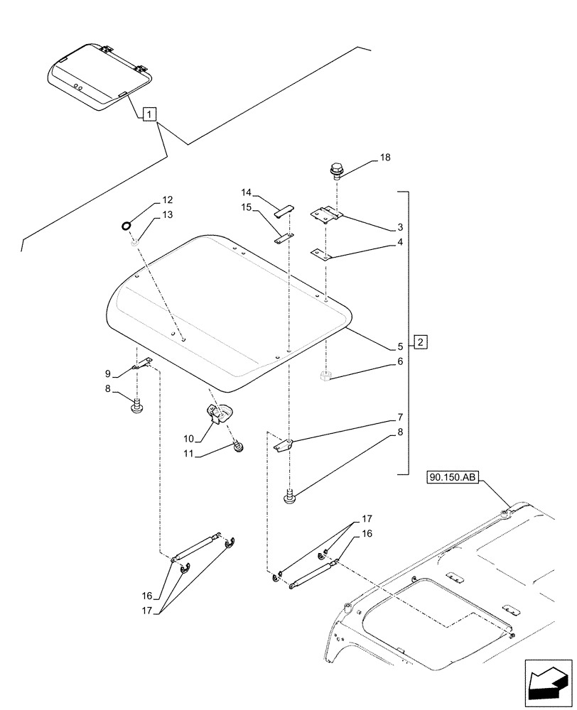 Схема запчастей Case CX500D LC - (90.156.AY[01]) - CAB GLASS, ROOF (90) - PLATFORM, CAB, BODYWORK AND DECALS