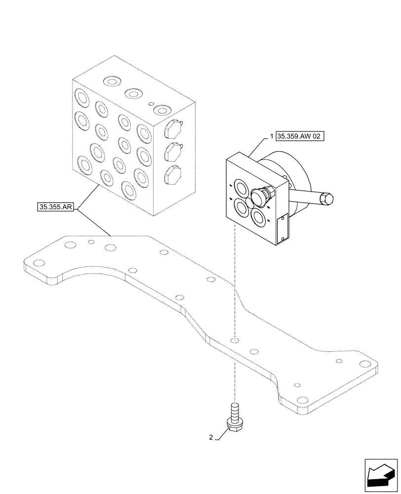 Схема запчастей Case CX500D LC - (35.359.AW[01]) - VAR - 461558 - VALVE, SELECTOR, CONTROL PATTERN SELECTION (35) - HYDRAULIC SYSTEMS