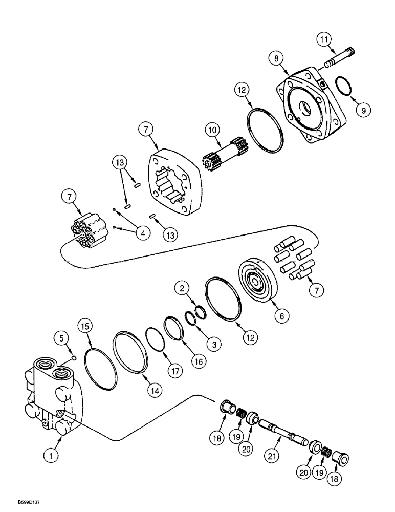 Схема запчастей Case 560 - (8-114) - TRENCHER DRIVE MOTOR ASSEMBLY - 117981A1, DIRECT DRIVE TRENCHER (08) - HYDRAULICS