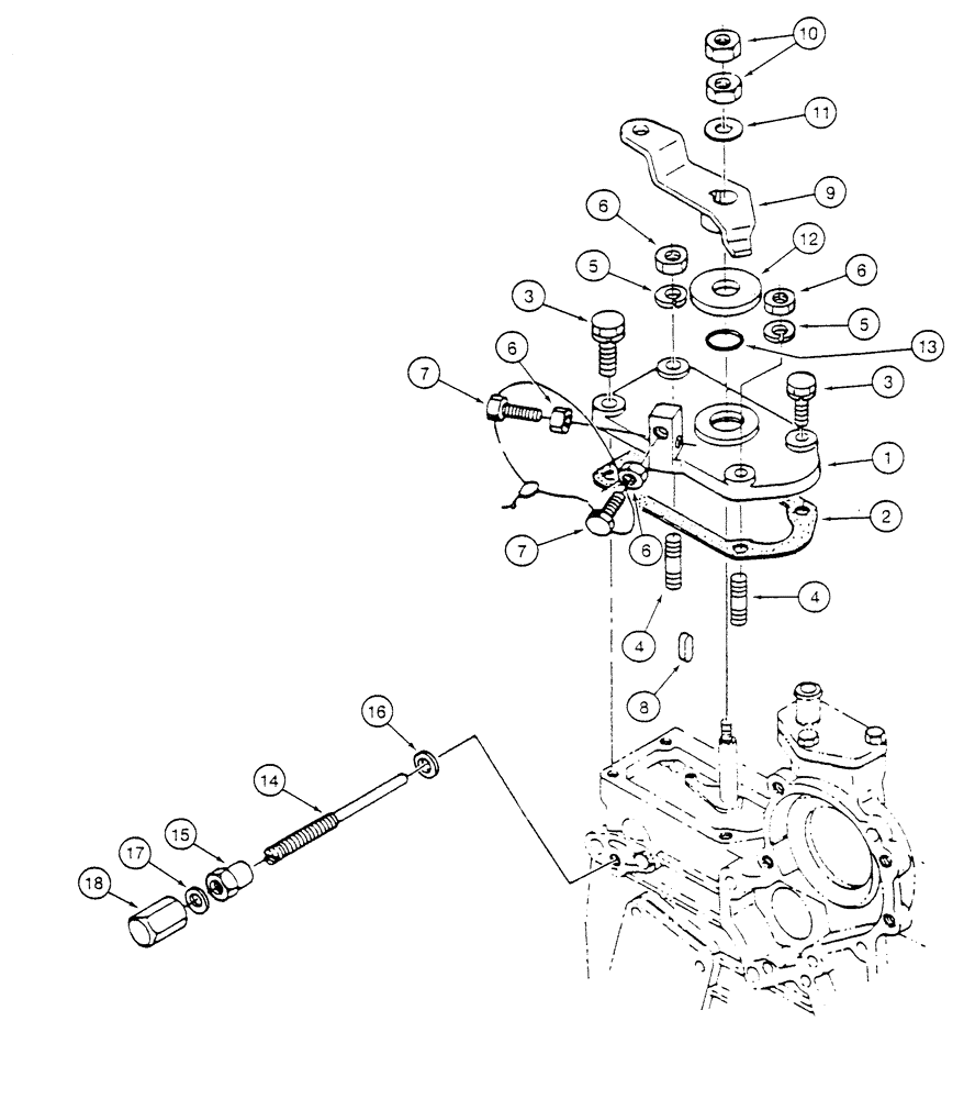 Схема запчастей Case 6010 - (03-06) - SPEED CONTROL PLATE, KUBOTA V2003TE ENGINE (10) - ENGINE