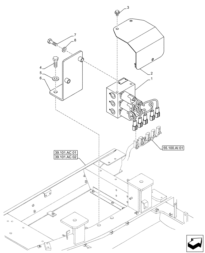 Схема запчастей Case CX500D LC - (35.357.AG) - PILOT VALVE, SOLENOID, BLOCK (35) - HYDRAULIC SYSTEMS