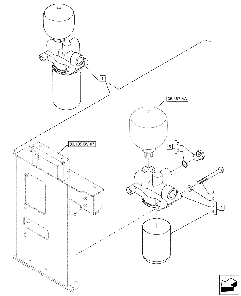 Схема запчастей Case CX500D LC - (35.300.AN[02]) - HYDRAULIC SYSTEM, OIL FILTER (35) - HYDRAULIC SYSTEMS