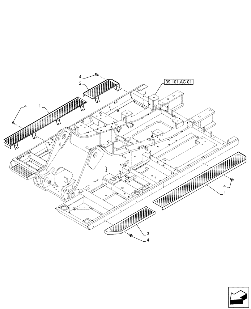 Схема запчастей Case CX500D RTC - (39.101.AC[03]) - VAR - 461553 - UPPER FRAME CATWALK (39) - FRAMES AND BALLASTING