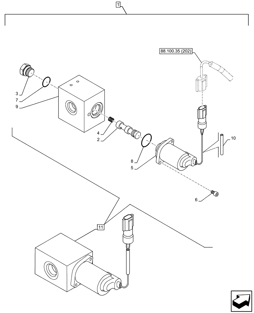Схема запчастей Case CX350D LC - (88.100.35[203]) - DIA KIT, FREE SWING, LOCKOUT SOLENOID VALVE, COMPONENTS (88) - ACCESSORIES