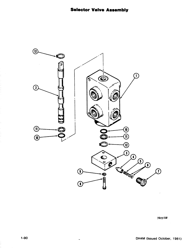 Схема запчастей Case DH4B - (1-90) - SELECTOR VALVE ASSEMBLY (35) - HYDRAULIC SYSTEMS