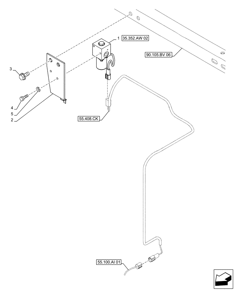 Схема запчастей Case CX500D LC - (35.352.AW[01]) - VAR - 461568 - LOCKOUT SOLENOID VALVE, FREE SWING (35) - HYDRAULIC SYSTEMS