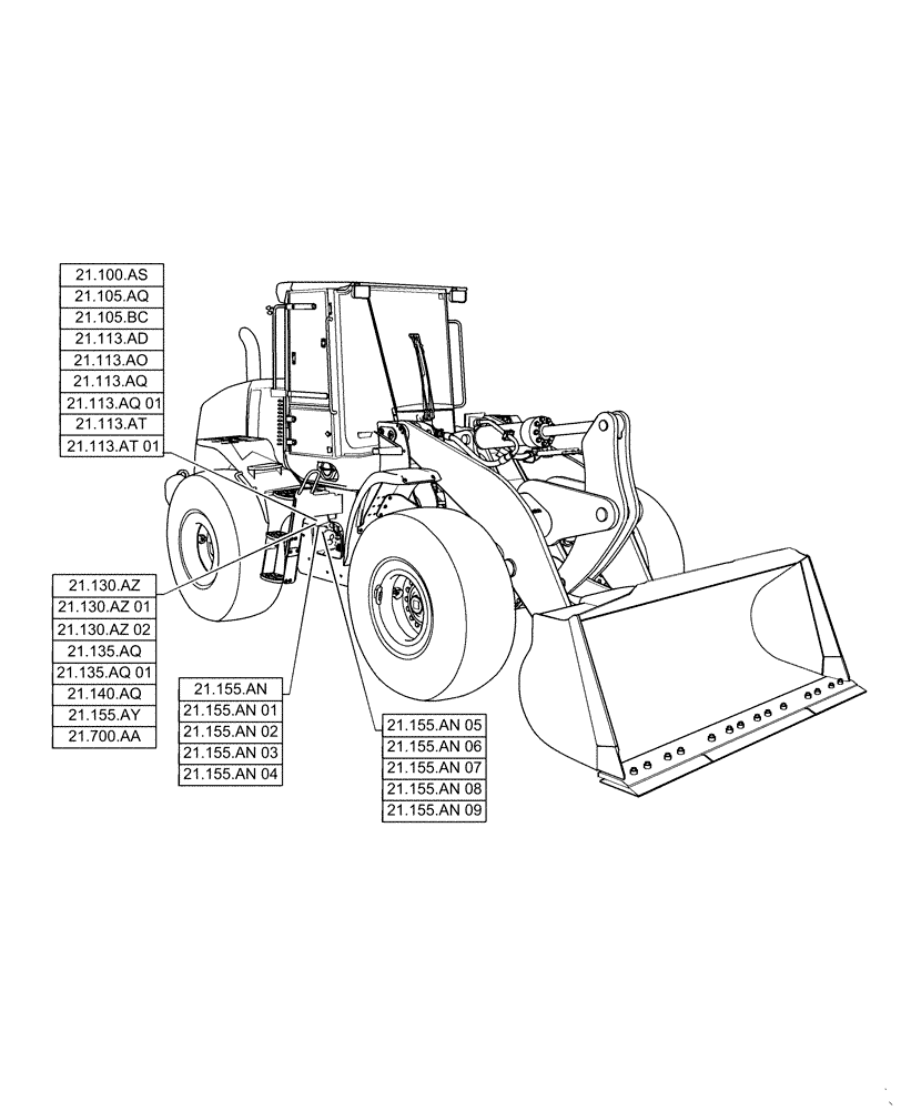 Схема запчастей Case 721F - (21.000.00) - SECTION INDEX - TRANSMISSION (21) - TRANSMISSION