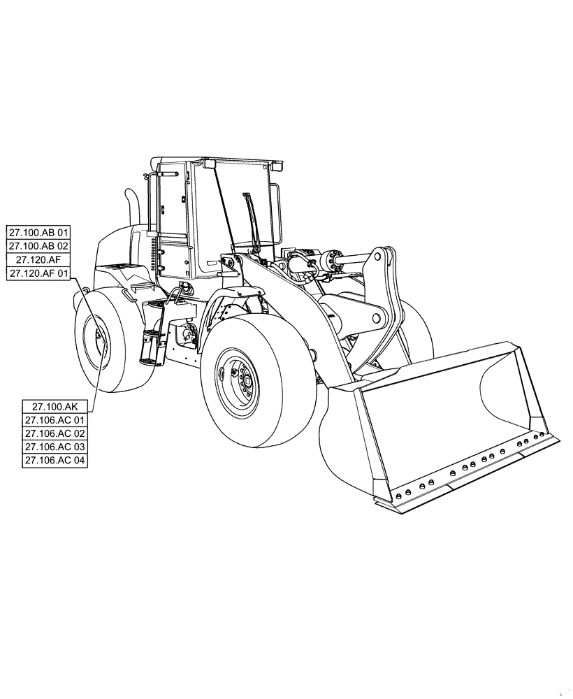 Схема запчастей Case 721F - (27.000.00[01]) - SECTION INDEX - REAR AXLE SYSTEM (27) - REAR AXLE SYSTEM