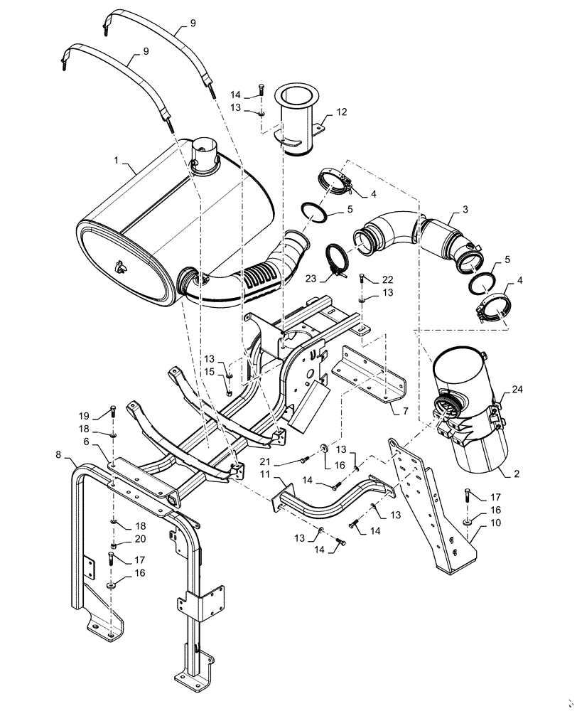 Схема запчастей Case 721F - (10.254.AI) - EXHAUST SYSTEM, MUFFLER AND INTAKE (10) - ENGINE