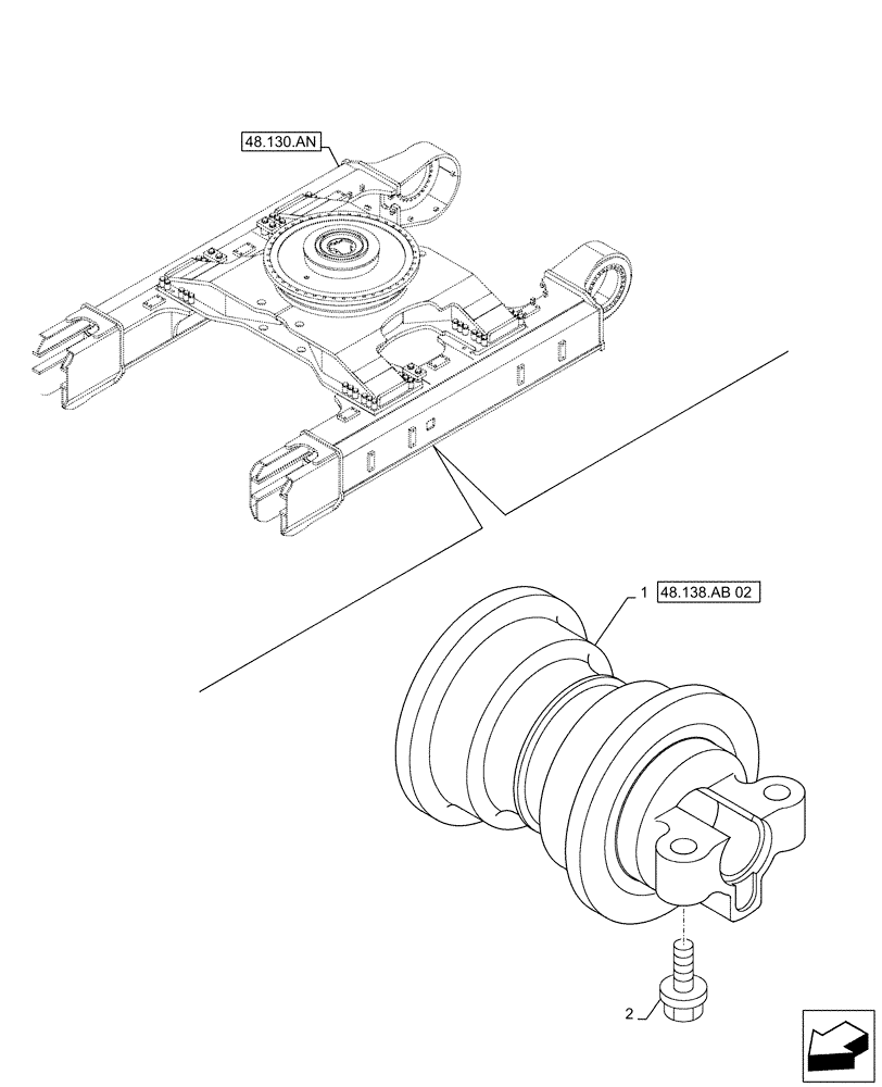 Схема запчастей Case CX490D RTC - (48.138.AB[01]) - TRACK ROLLER (48) - TRACKS & TRACK SUSPENSION