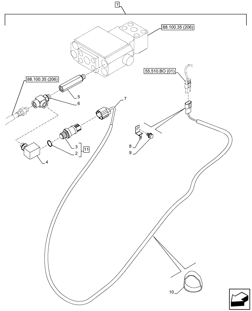 Схема запчастей Case CX300D LC - (88.100.35[213]) - DIA KIT, SAFETY VALVE, BOOM, LIFT CYLINDER, CHECK VALVE, WIRE HARNESS, PRESSURE SWITCH (88) - ACCESSORIES