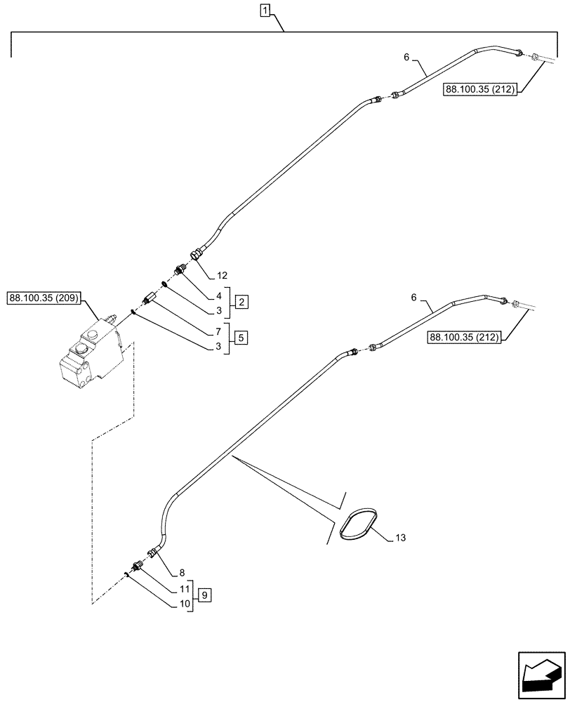 Схема запчастей Case CX300D LC - (88.100.35[211]) - DIA KIT, SAFETY VALVE, ARM, LIFT CYLINDER, CHECK VALVE, LINE (88) - ACCESSORIES
