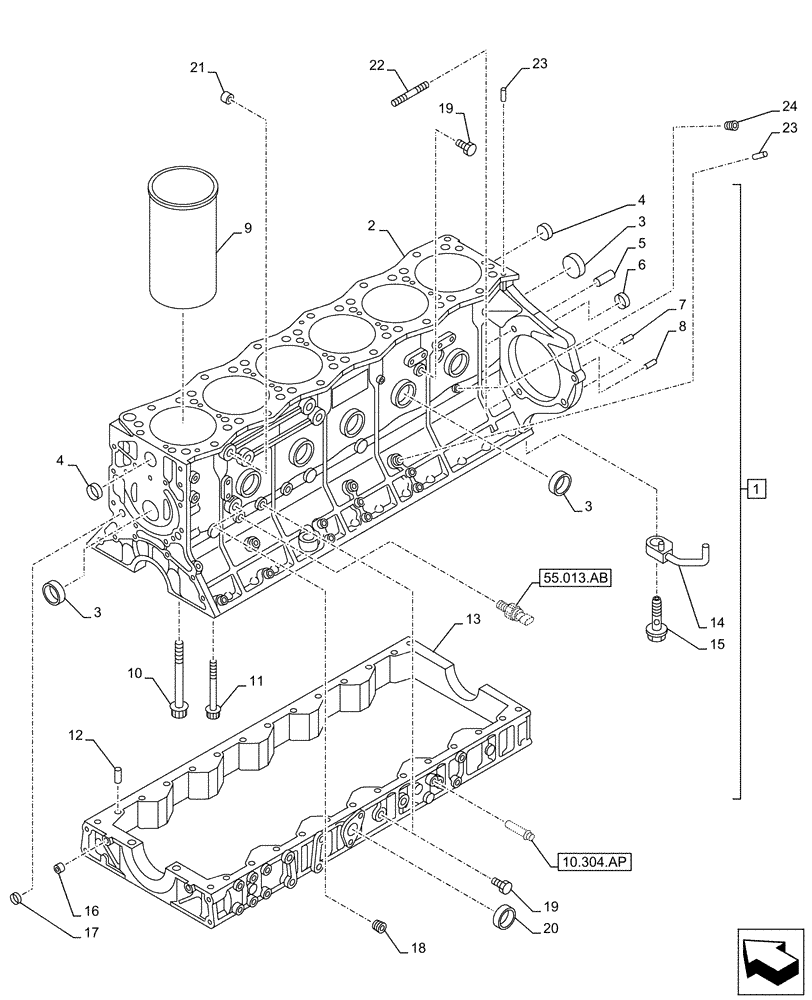 Схема запчастей Case AQ-6UZ1XASS01 - (10.001.AB) - CRANKCASE (10) - ENGINE