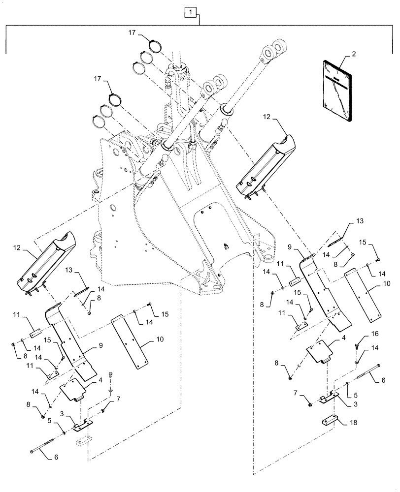 Схема запчастей Case 721F - (88.100.90[05]) - DIA KIT, CYLINDER GUARDS AND EJECTORS (88) - ACCESSORIES