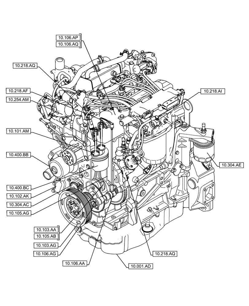 Схема запчастей Case F5HFL463A F012 - (00.000.10[02]) - PICTORIAL INDEX - ENGINE (00) - GENERAL & PICTORIAL INDEX